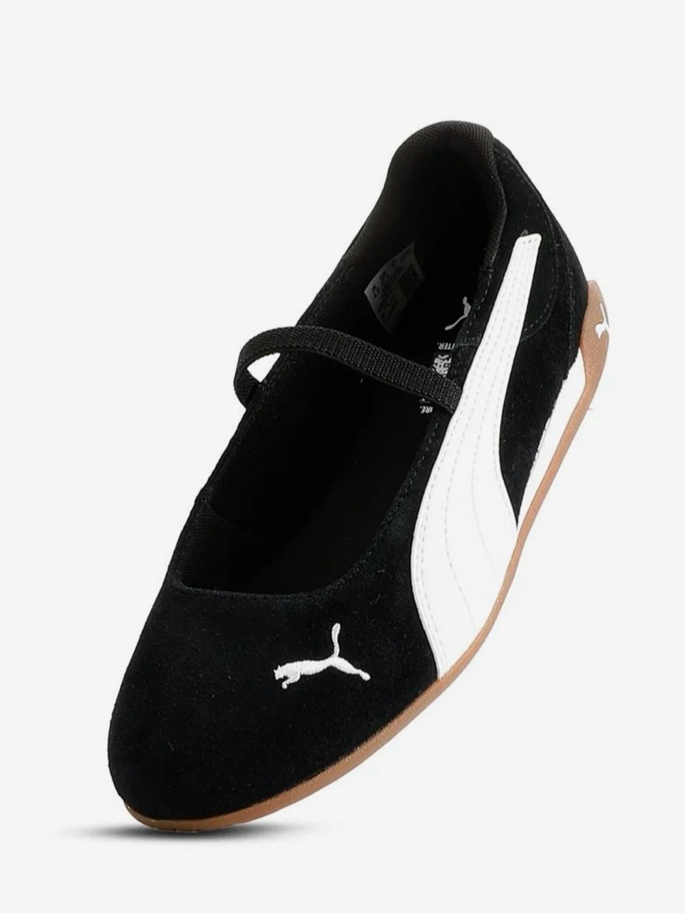 Puma Black & White Slip-On Ballet Flat with Tan Sole